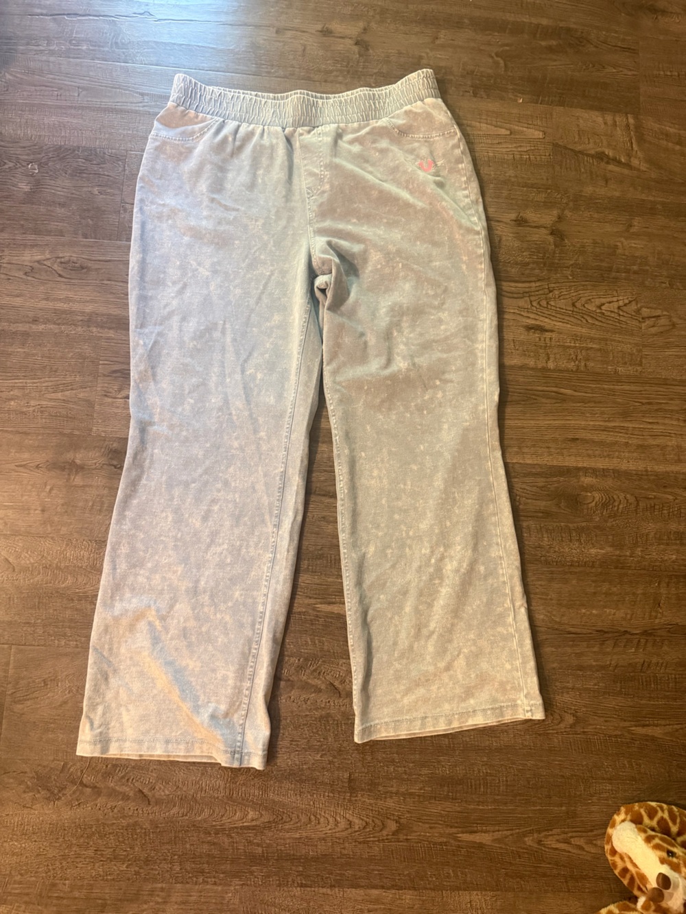 True Religion Light Gray Wide Leg Velour Pants